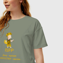 Футболка оверсайз женская Isfp делу- время , искусству - жизнь, цвет: авокадо — фото 2