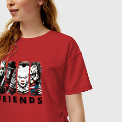Футболка оверсайз женская Halloween friends black friday, цвет: красный — фото 2