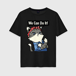 Женская футболка оверсайз We can do it - cat