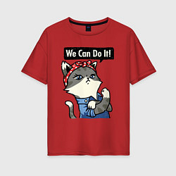 Женская футболка оверсайз We can do it - cat