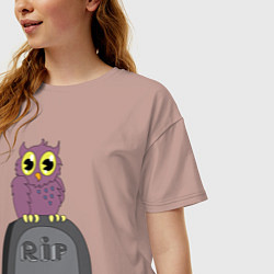 Футболка оверсайз женская Сова на надгробии, цвет: пыльно-розовый — фото 2