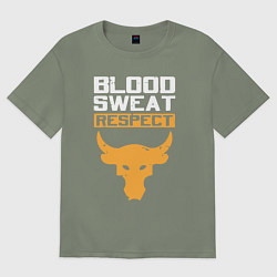 Футболка оверсайз женская Blood sweet respect logo, цвет: авокадо