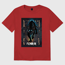 Футболка оверсайз женская Fenrir black vinyl, цвет: красный