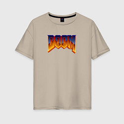 Футболка оверсайз женская Doom logotype, цвет: миндальный