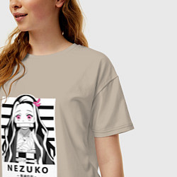 Футболка оверсайз женская Nezuko girl hunter one, цвет: миндальный — фото 2