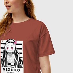 Футболка оверсайз женская Nezuko girl hunter one, цвет: кирпичный — фото 2