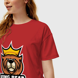 Футболка оверсайз женская Медведь король, цвет: красный — фото 2