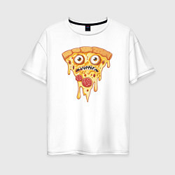 Футболка оверсайз женская Pizza face, цвет: белый
