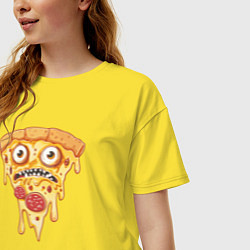 Футболка оверсайз женская Pizza face, цвет: желтый — фото 2