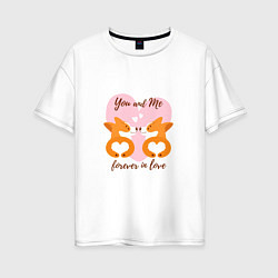 Футболка оверсайз женская Влюблённые корги, цвет: белый