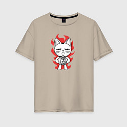 Футболка оверсайз женская Дандадан - Турбо бабка yokai, цвет: миндальный