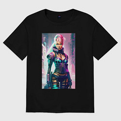 Футболка оверсайз женская Cool cyberpunk Barbie - ai art fantasy, цвет: черный