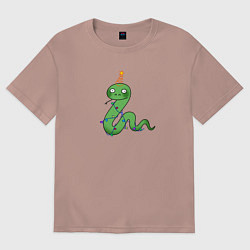 Футболка оверсайз женская Змейка - символ года, цвет: пыльно-розовый