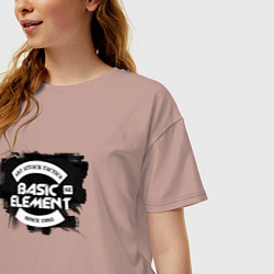 Футболка оверсайз женская Basic Element - logo, цвет: пыльно-розовый — фото 2