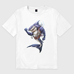 Футболка оверсайз женская Акула - крутой ныряльщик, цвет: белый