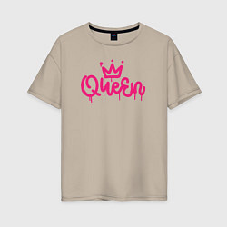 Футболка оверсайз женская Pink queen, цвет: миндальный