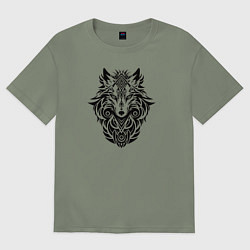 Футболка оверсайз женская Лиса в стиле тату, цвет: авокадо