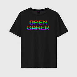 Футболка оверсайз женская Open gamer logo, цвет: черный