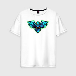 Футболка оверсайз женская Неоновая совушка, цвет: белый