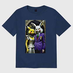 Футболка оверсайз женская Семейная пара покемонов - нейроарт, цвет: тёмно-синий