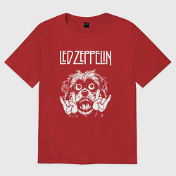 Футболка оверсайз женская Led Zeppelin rock dog, цвет: красный