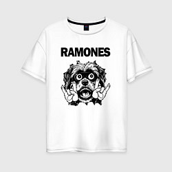 Футболка оверсайз женская Ramones - rock dog, цвет: белый