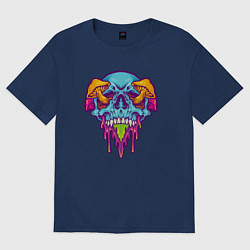 Футболка оверсайз женская Череп в грибочках, цвет: тёмно-синий