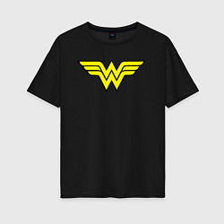 Футболка оверсайз женская Wonder woman logo, цвет: черный
