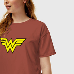 Футболка оверсайз женская Wonder woman logo, цвет: кирпичный — фото 2