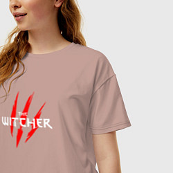 Футболка оверсайз женская The witcher волк, цвет: пыльно-розовый — фото 2