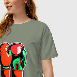 Футболка оверсайз женская Бокс не для слабых, цвет: авокадо — фото 2
