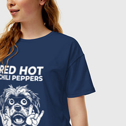 Футболка оверсайз женская Red Hot Chili Peppers rock dog, цвет: тёмно-синий — фото 2