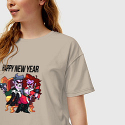 Футболка оверсайз женская Friday Night Funkin - Happy New Year, цвет: миндальный — фото 2