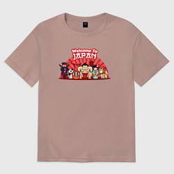 Футболка оверсайз женская Welcome to Japan, цвет: пыльно-розовый