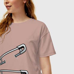 Футболка оверсайз женская Булавки, цвет: пыльно-розовый — фото 2