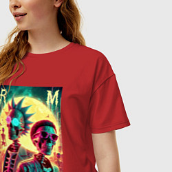 Футболка оверсайз женская Rick and Morty cool skeletons, цвет: красный — фото 2