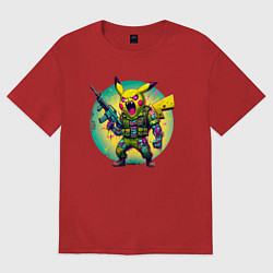 Футболка оверсайз женская Cool Pikachu - special forces, цвет: красный