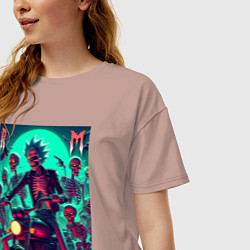 Футболка оверсайз женская Рик Санчес крутой байкер - нейроарт, цвет: пыльно-розовый — фото 2