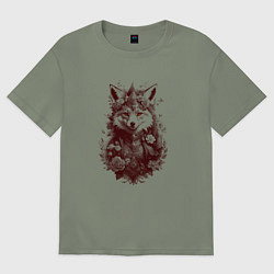 Футболка оверсайз женская Нарядная лиса, цвет: авокадо