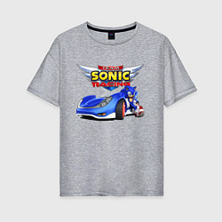 Футболка оверсайз женская Cool hedgehog - Sonic racing team, цвет: меланж
