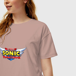 Футболка оверсайз женская Team Sonic racing - logo, цвет: пыльно-розовый — фото 2