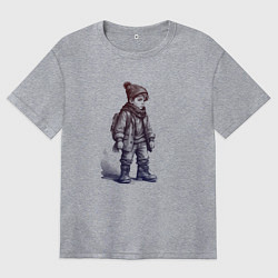 Футболка оверсайз женская Школьник в высоких ботинках, цвет: меланж