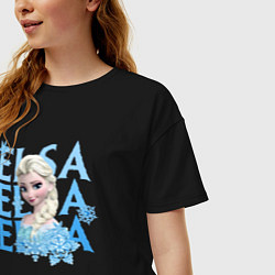 Футболка оверсайз женская Эльза Холодное сердце, цвет: черный — фото 2