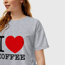 Футболка оверсайз женская I love coffee, цвет: меланж — фото 2