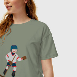 Футболка оверсайз женская Эмоциональный хоккеист, цвет: авокадо — фото 2