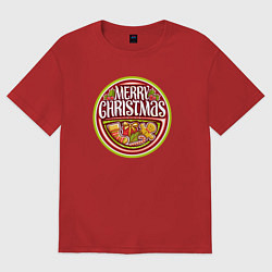 Футболка оверсайз женская Merry christmas holiday, цвет: красный