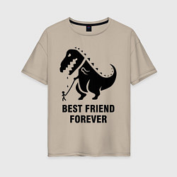 Футболка оверсайз женская Godzilla best friend, цвет: миндальный
