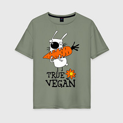 Футболка оверсайз женская True vegan (истинный веган), цвет: авокадо