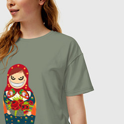 Футболка оверсайз женская Злобная матрёшка, цвет: авокадо — фото 2