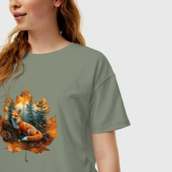 Футболка оверсайз женская Лиса и лист, цвет: авокадо — фото 2